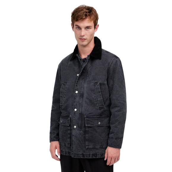 Madewell XS Black Utility Workwear Jacket Corduroy Collar Coat NWT - Picture 1 of 9